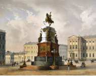 Schulz Carl View of the Monument to Emperor Nicholas I on St Isaac Square  - Hermitage
